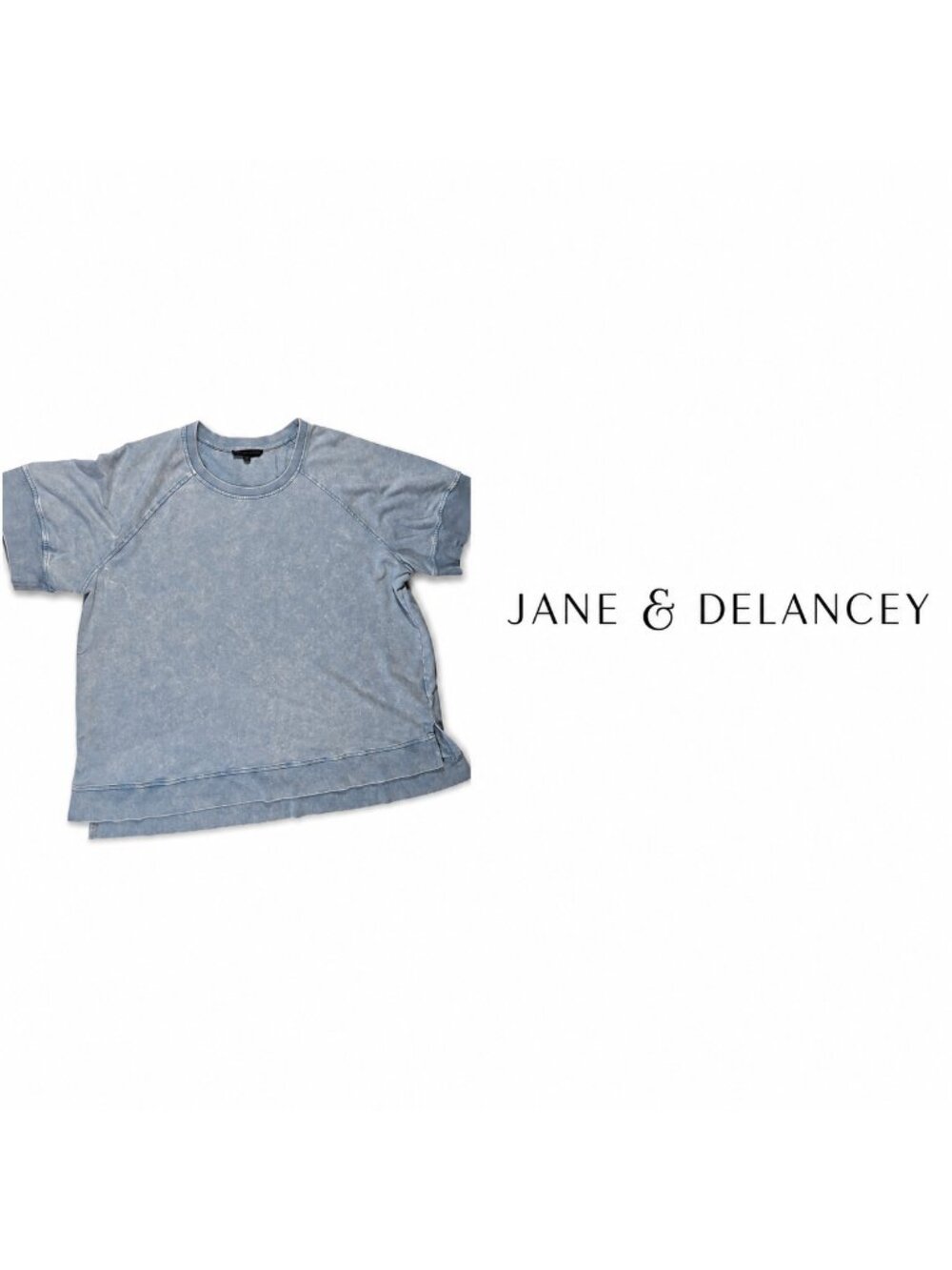 JANE  & DELANCEY Mineral Wash Short Sleeve Sweatshirt ~ Size2XL